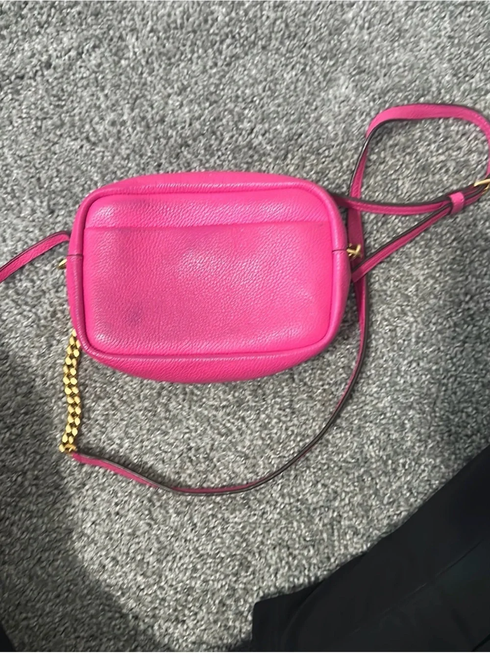 Tory Burch Hot Pink Pebbled Leather Crossbody with Gold Hardware